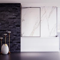 Шторка на ванну Veconi Palau PL85GR-90-01-C8 90 см, профиль графит матовый, стекло прозрачное