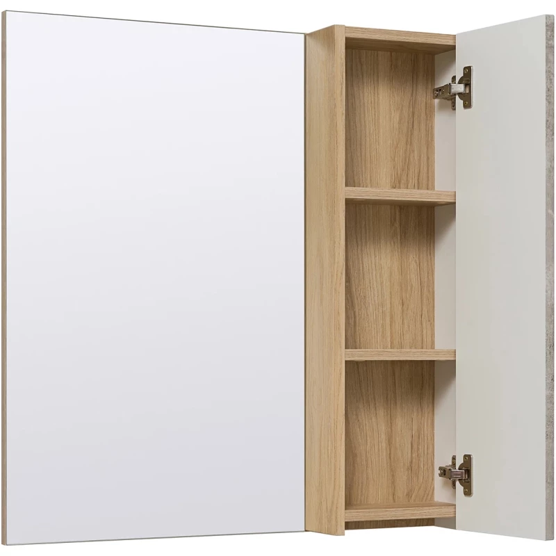 Зеркальный шкаф 70x75 см дуб/серый камень L/R Runo Мальта 00-00001102