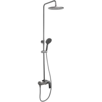 Душевая система Rea Avalon REA-P2401 250 мм, со смесителем, оружейная сталь 