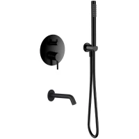 Смеситель для ванны AQUAme AQM8406MB встраиваемый, с душевым гарнитуром, черный матовый