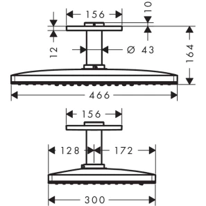 Изображение товара верхний душ, потолочное подсоединение 100 мм hansgrohe rainmaker select 460 2jet 24004400