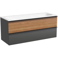 Тумба с раковиной Sancos Delta DL120GR + CN7016 121 см, подвесная, дуб красный/графит матовый