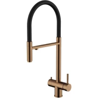 Смеситель для кухни Knotlor Infinity SS-16/RB с подключением к фильтру, гибким изливом, бронза матовая