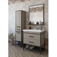 Комплект мебели тауп матовый/черный 80 см Sanflor Норд C08107 + S-UM-COM80/1-w + C08104