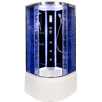 Душевая кабина 100x100x220 см Deto BM4510LED+GMBLACK матовое с прозрачным узором