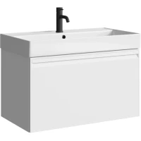 Тумба с раковиной Aqwella 5 Stars Pure PUR0108WM + 4610119205126 81 см, подвесная, белый матовый