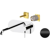 Смеситель для раковины Remer Metrica MC15LKBNO встраиваемый, без донного клапана, черный матовый