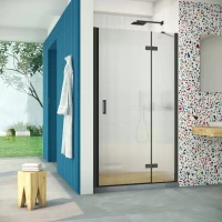 Душевая дверь Vegas Glass AFP Retta 95 02M Moru R 95 см R, профиль черный матовый, стекло рифленое