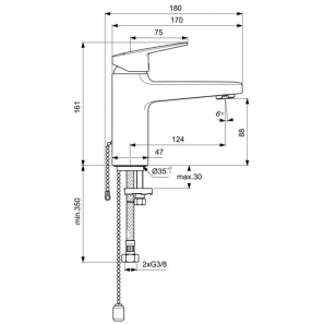 Изображение товара смеситель для раковины с цепочкой ideal standard ceraplan bd223aa