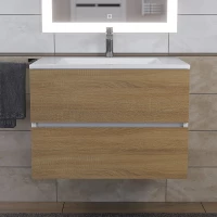 Тумба с раковиной Uperwood Barsa 2900000094 70 см, подвесная, белый матовый/дуб сонома