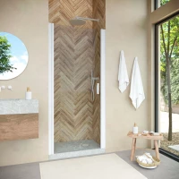 Душевая дверь Vegas Glass EP NOVO h2000 80 01 01 80 см, профиль белый, стекло прозрачное