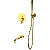 Смеситель для ванны Whitecross Y YSET06GL встраиваемый, с душевым гарнитуром, золотой