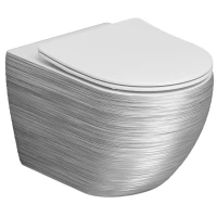 Унитаз подвесной Grossman GR-4411SWS безободковый, с сиденьем микролифт, белый/серебряный