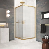 Душевой уголок Vegas Glass ZA Protec h1900 100 03 Moru 100x100 см, профиль золотой матовый, стекло рифленое