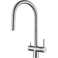 Смеситель для кухни Rivelato Trevi 2433505 BS нерж. Сталь брашированная с подключением к фильтру, выдвижным изливом, нержавеющая сталь