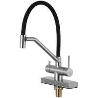 Смеситель для кухни Gappo G4098-5 с гибким изливом, с водопадом, сатин