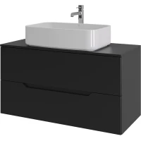 Тумба с раковиной Orange Line Li-100TubMDF+B07-600W 100,4 см, подвесная, со столешницей, черный матовый