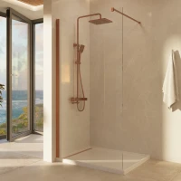 Душевая перегородка Vincea Walk-In VSW-1H120CLBC 120 см, профиль медь матовая, стекло прозрачное