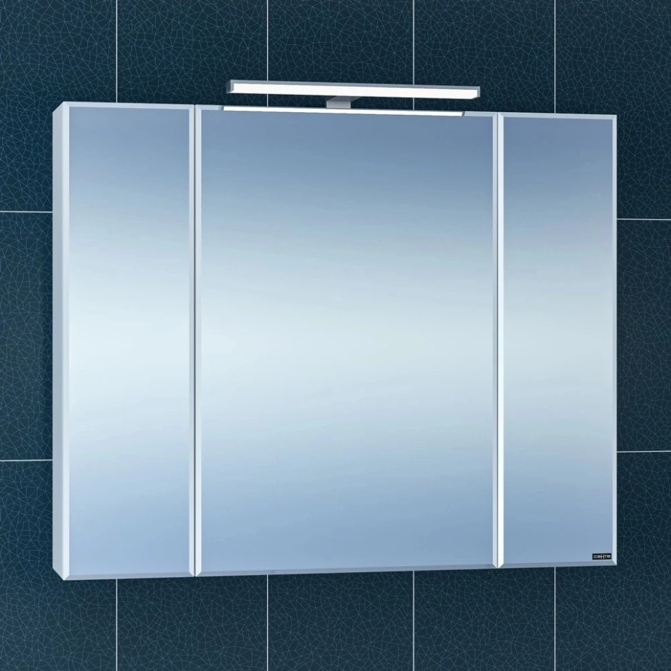 Зеркальный шкаф 87x73 см белый глянец Санта Стандарт 113018 универсальный зеркальный шкаф санта аврора 60 700333