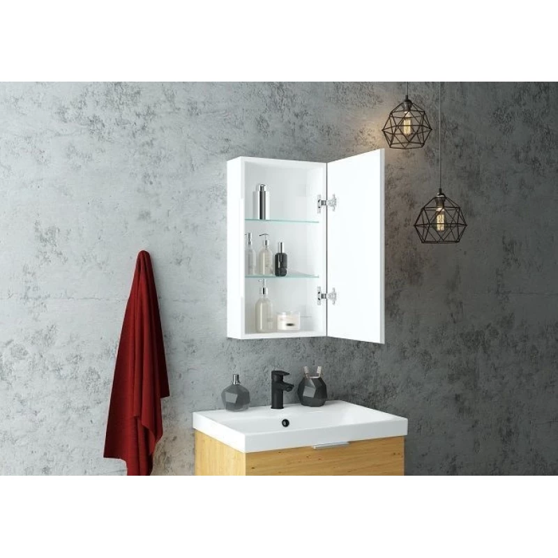 Зеркальный шкаф 35x65 см белый матовый R Art&Max Techno AM-Tec-350-650-1D-R-DS-F