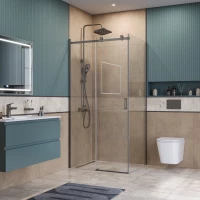 Душевой уголок BelBagno Soft Close SOFT_CLOSE-2-AH-1-110/100-C-GM 110x100 см, профиль оружейная сталь матовый, стекло прозрачное