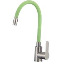 Смеситель для кухни D-Lin H155316-5 с гибким изливом, сатин/зеленый