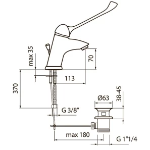 Изображение товара смеситель для раковины с донным клапаном webert sax sx831002015