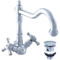 Смеситель для раковины Rav Slezak Morava Retro MK321.5/8 с донным клапаном, хром