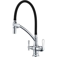 Смеситель для кухни Zorg ZR 347-6 YF с подключением к фильтру, гибким изливом, хром