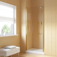 Душевая дверь Vegas Glass EP LUX 95 09 crystalvision L 95 см L, профиль золотой, стекло прозрачное