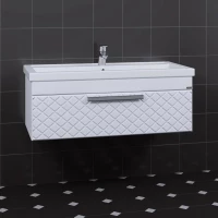 Тумба с раковиной белый глянец 100 см Санта Калипсо 217006LN + FOCTEP100