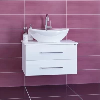 Тумба с раковиной белый глянец 70 см Санта Вегас 226014L + Gamma56