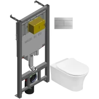 Комплект подвесной унитаз Jacob Delafon Aleo EDAH132-0 + E33127-0 + система инсталляции Jacob Delafon E29025-NF + E4316-CP