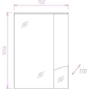 Изображение товара зеркальный шкаф 75x105,6 см белый глянец r onika моника 207507