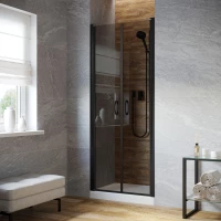 Душевая дверь Vegas Glass E2P LUX 90 02M 07 90 см, профиль черный матовый, стекло графитовое