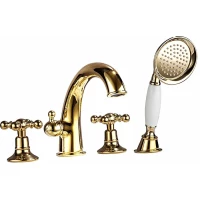 Смеситель на борт ванны Gappo G1189-6 с душевым гарнитуром, золотой