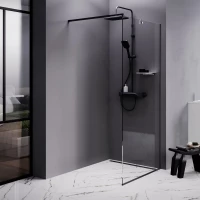 Душевая перегородка Am.Pm Func W84WI-90-F1-BTE 90,1 см, профиль черный матовый, стекло прозрачное