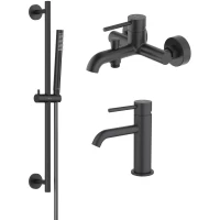 Комплект смесителей Aquatek Европа AQ1330MB с душевым гарнитуром, черный матовый