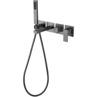 Смеситель для ванны Grocenberg GB5060BG встраиваемый, с душевым гарнитуром, графит