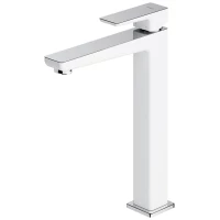 Смеситель для раковины Omnires Parma PM7412CRB без донного клапана, хром/белый