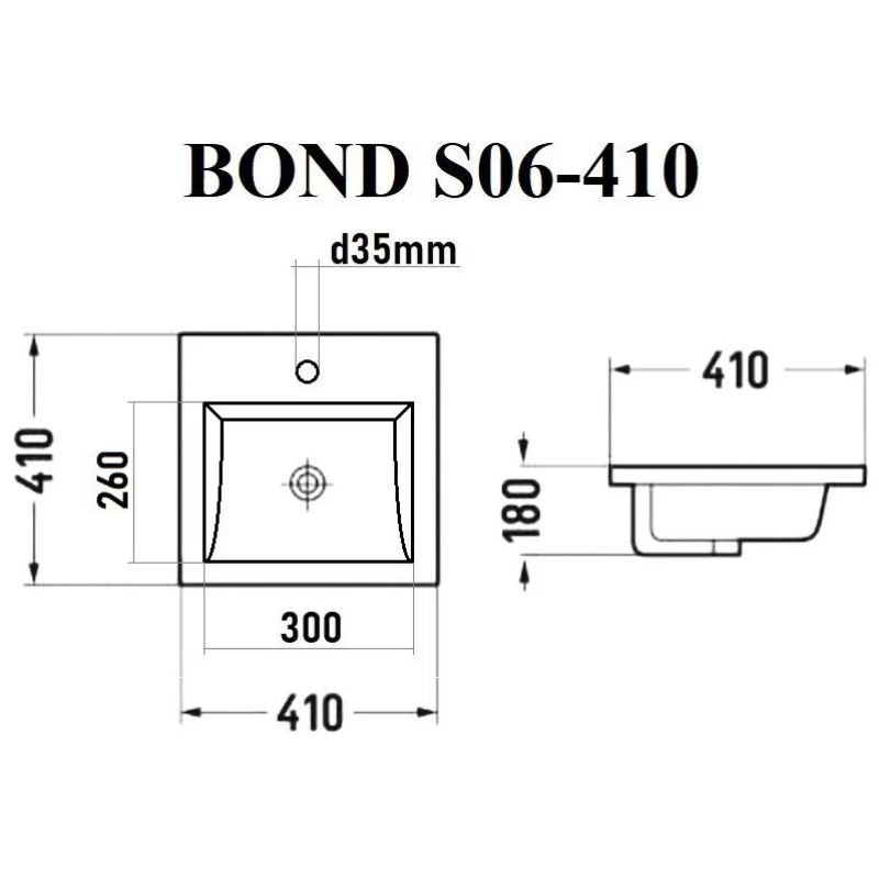 Раковина 41x41 см Bond Cube S06-410