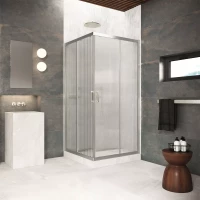 Душевой уголок Vegas Glass ZA Protec 110 04 Moru 110x110 см, профиль никель матовый, стекло рифленое