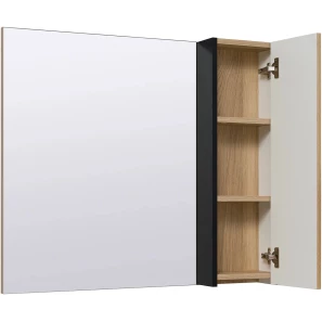 Изображение товара зеркальный шкаф 85x75 см дуб/черный l/r runo мальта 00-00001103