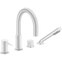 Смеситель на борт ванны Boheme Uno 460-MW с душевым гарнитуром, белый матовый