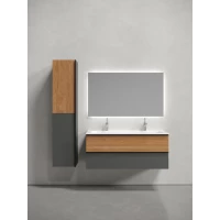 Комплект мебели Sancos Delta DL120GR + CN7016 + SQ1200 121 см, подвесной, дуб красный/графит матовый