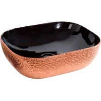 Раковина-чаша CeramaLux D1302H024 50x40 см, накладная, черный/медь