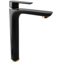 Смеситель для раковины Rav Slezak Vltava VT430.5CMATZ без донного клапана, золотой/черный матовый