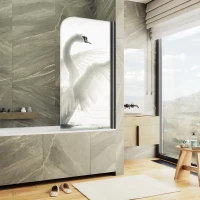 Шторка на ванну MaybahGlass MGV-930-ФП003-6 80 см R, профиль черный матовый, стекло фотопечать