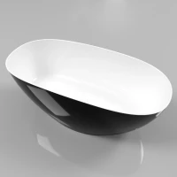 Ванна из литьевого мрамора Whitecross Onyx A 0204.160075.10100 160x75 см, отдельностоящая, белый глянец/черный глянец