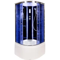 Душевая кабина 100x100x220 см Deto BM4510LEDBLACK матовое с прозрачным узором